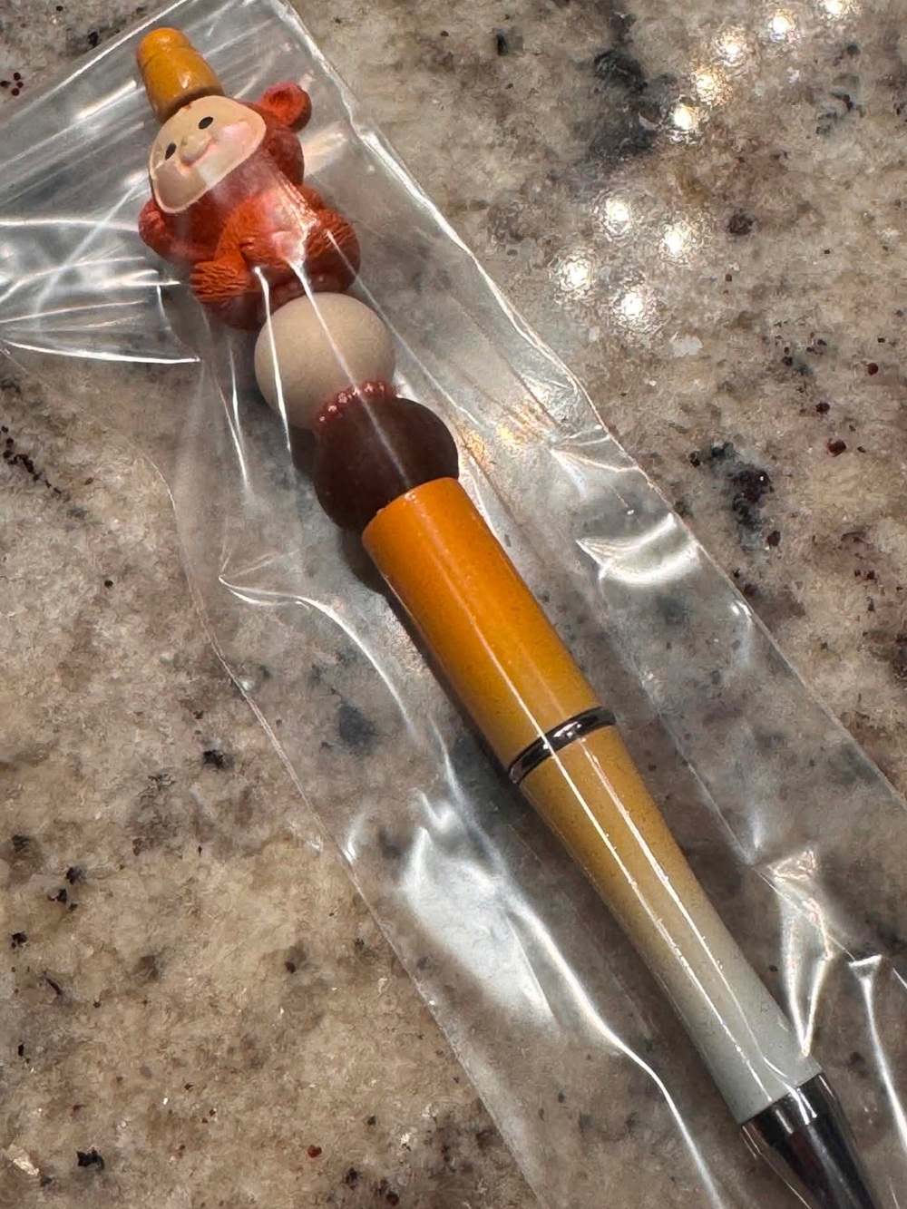 Monkey Hand Crafted Orange Brown Cream Novelty Desk Pen